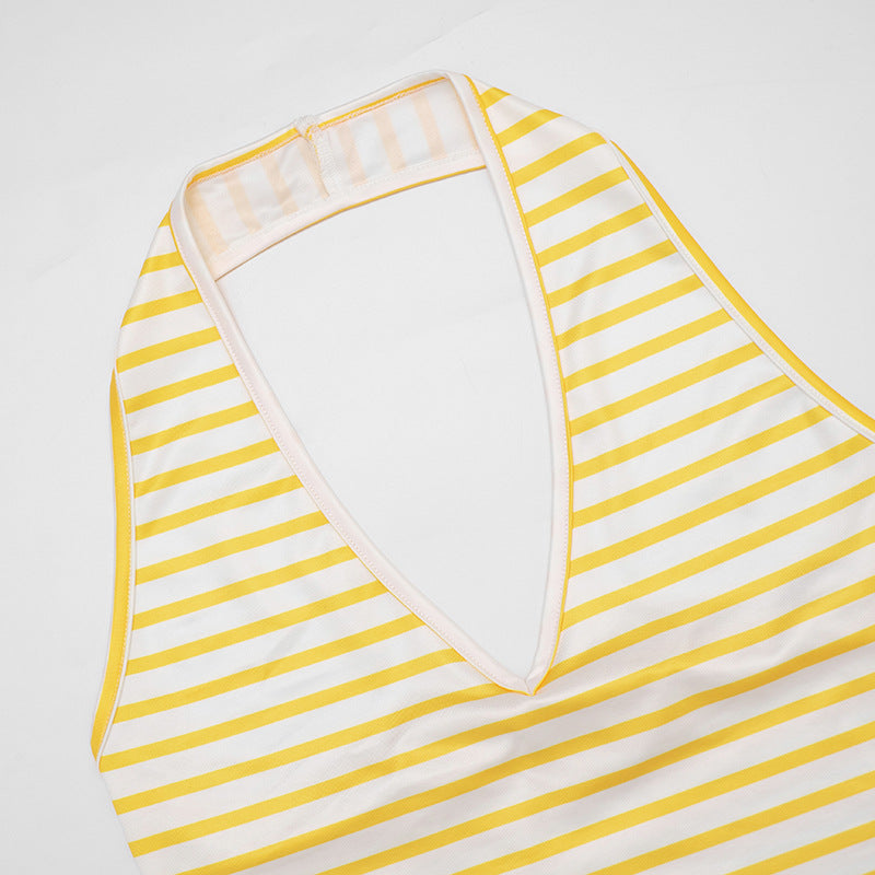 Women's Striped Halter Capri Set