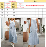 Women's Washed Denim Overall Maxi Dress