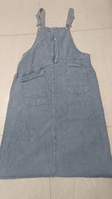 Women's Washed Denim Overall Maxi Dress