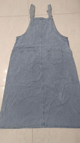 Women's Washed Denim Overall Maxi Dress