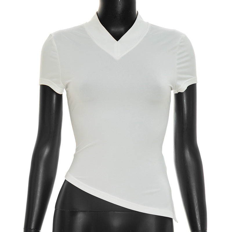 Women's Ruched V-Neck Slim Fit Tee