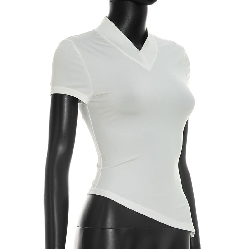 Women's Ruched V-Neck Slim Fit Tee
