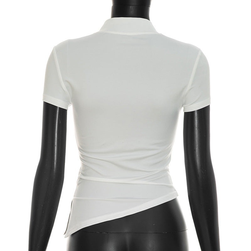 Women's Ruched V-Neck Slim Fit Tee
