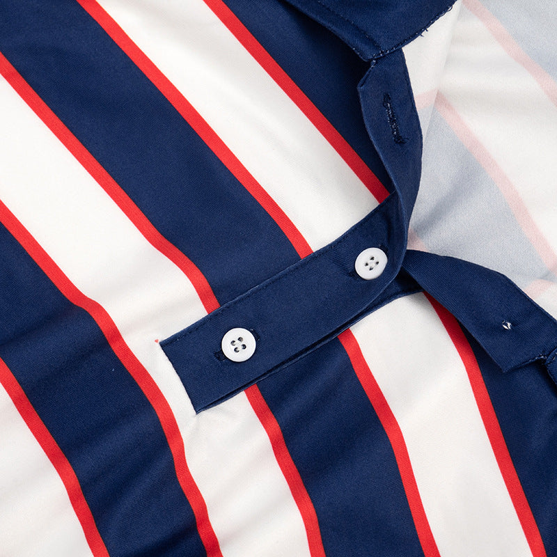 Women's Striped Cropped Polo Shirt