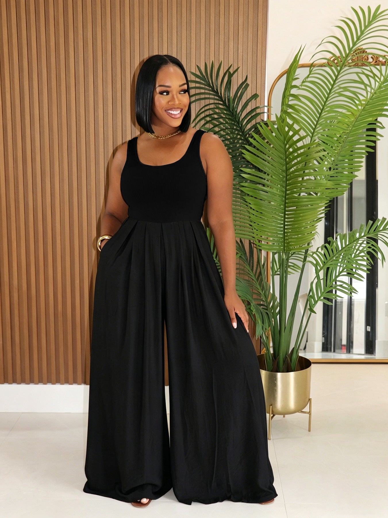 Sleeveless Wide Leg Jumpsuit
