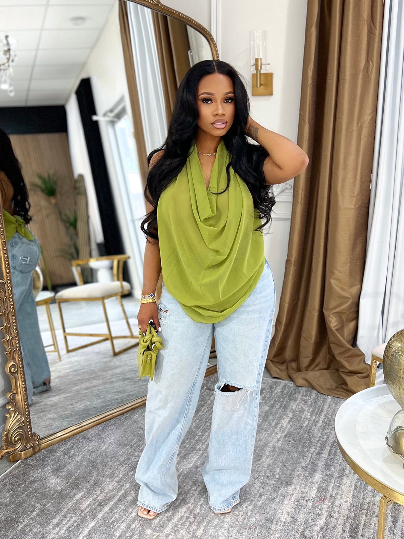 Draped Halter Cover Up Top
