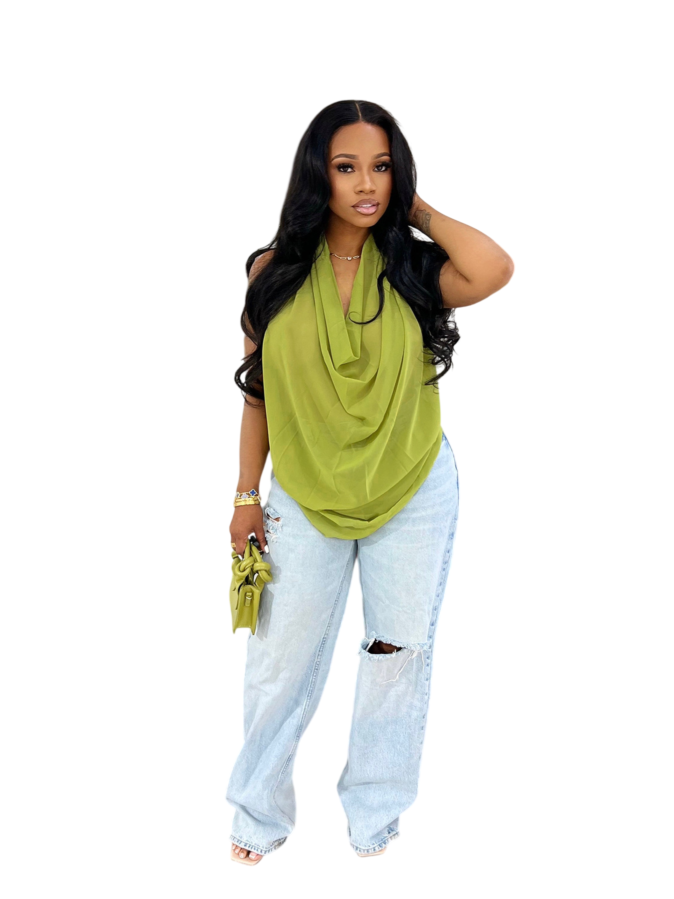 Draped Halter Cover Up Top