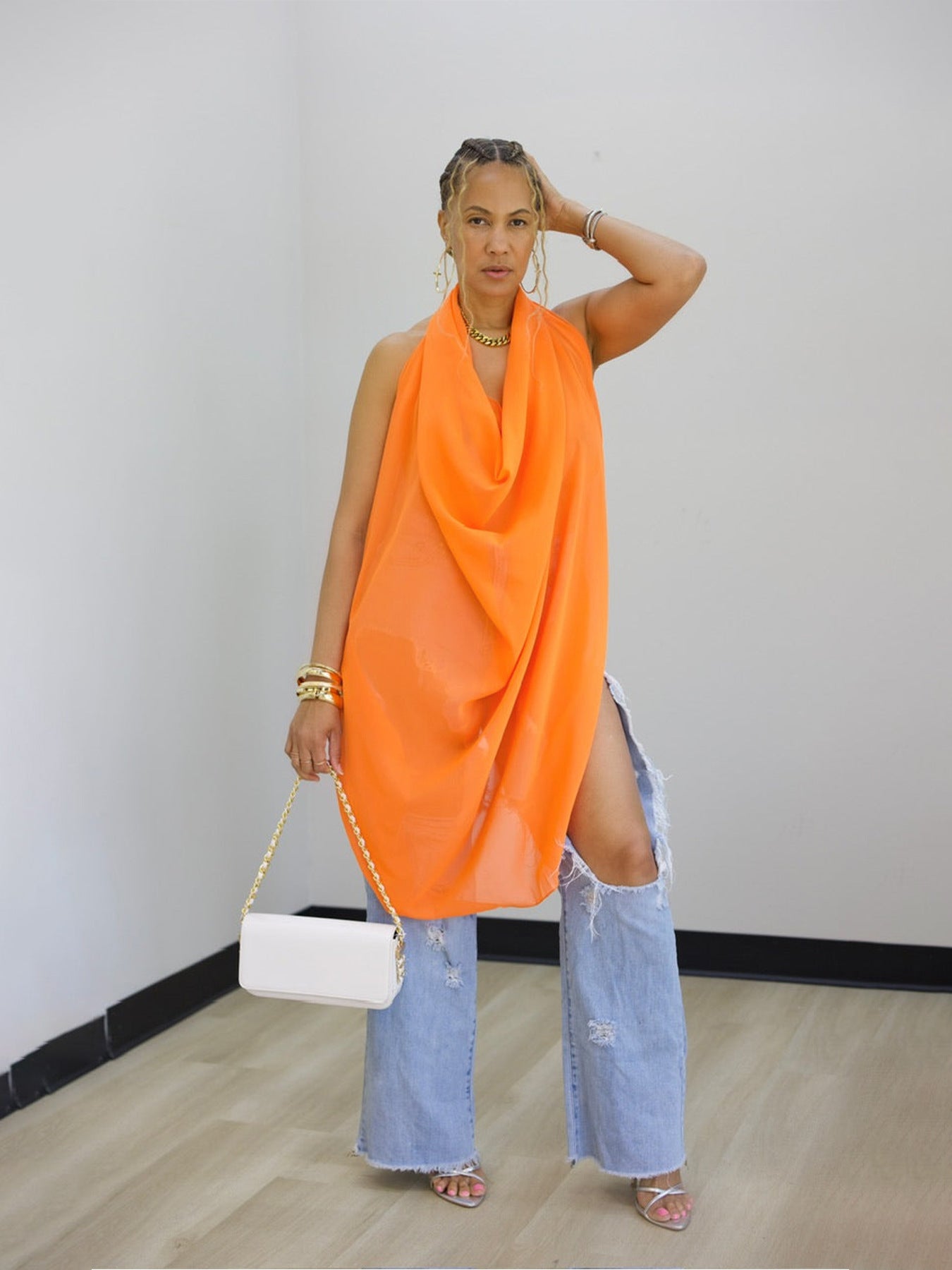 Draped Halter Cover Up Top