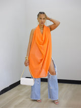 Draped Halter Cover Up Top
