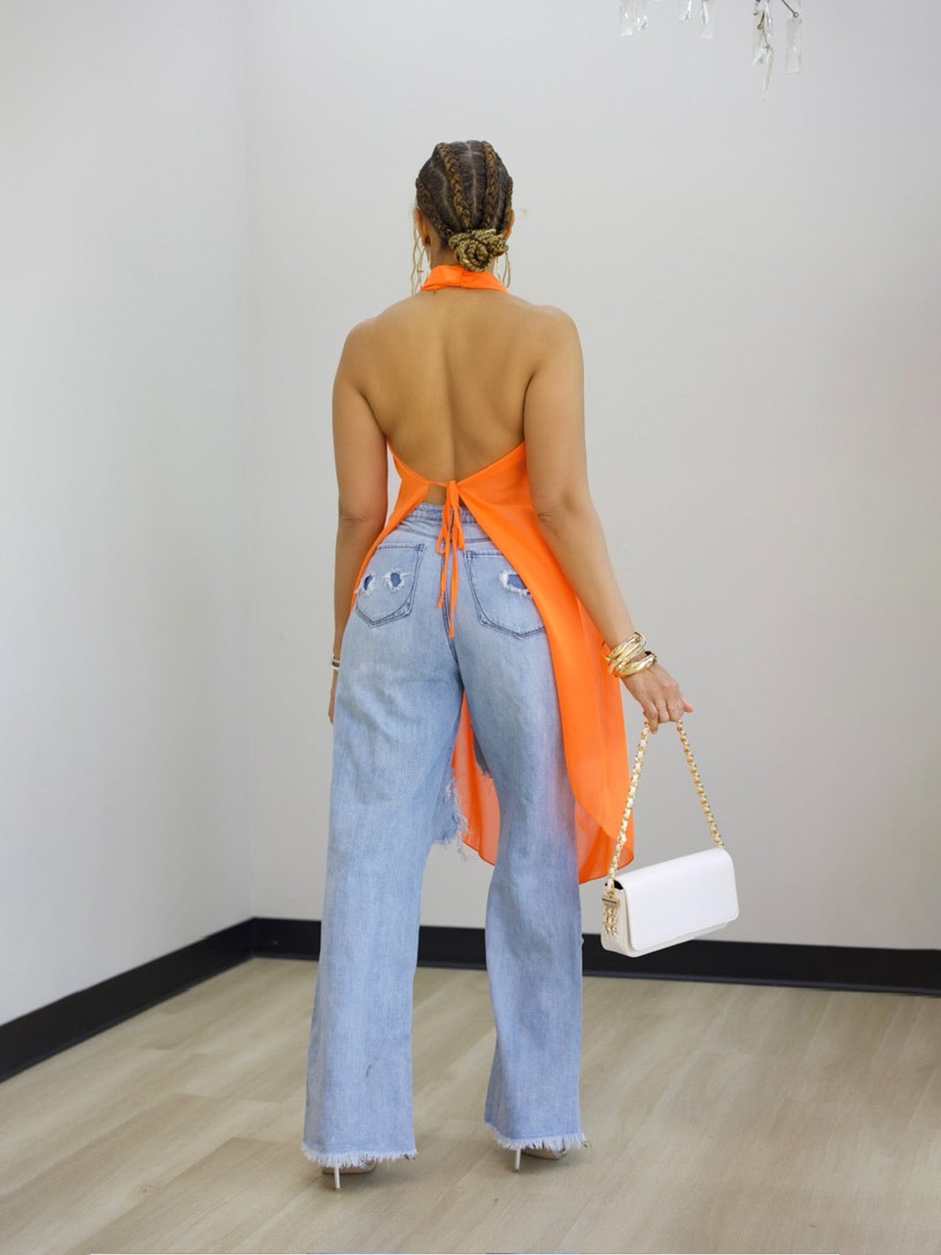 Draped Halter Cover Up Top
