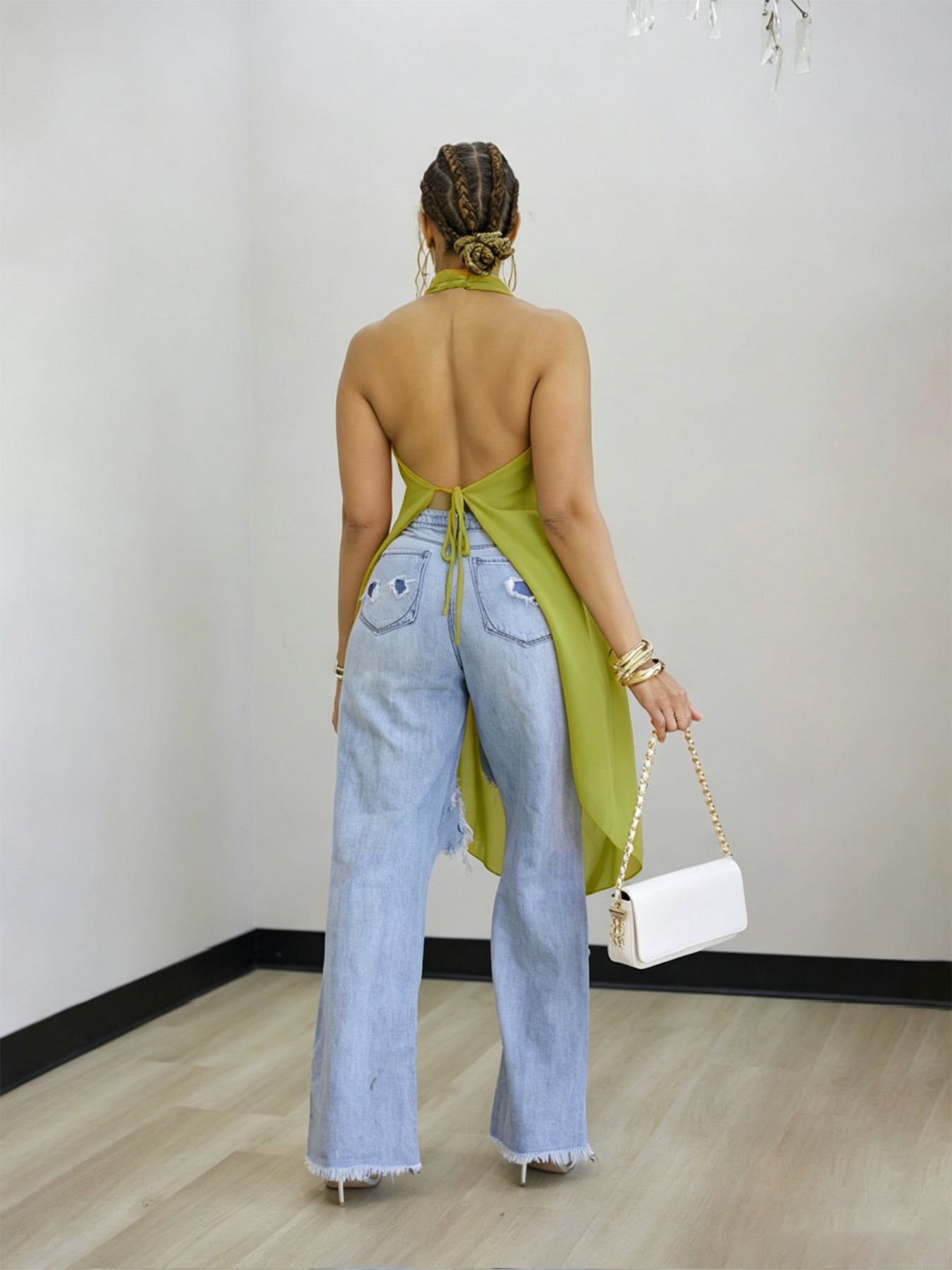 Draped Halter Cover Up Top