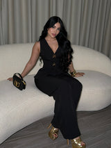 Sleeveless Vest & Wide Leg Pants Set
