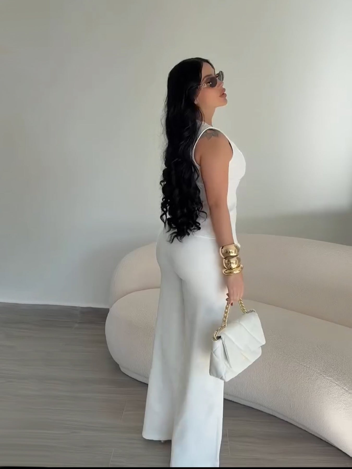 Sleeveless Vest & Wide Leg Pants Set