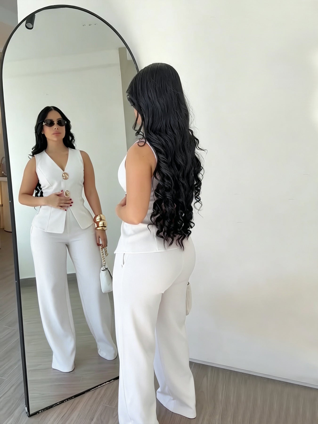 Sleeveless Vest & Wide Leg Pants Set