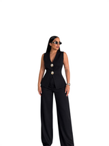 Sleeveless Vest & Wide Leg Pants Set