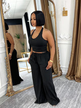 Halter Crop Top & Wide Leg Pants Set