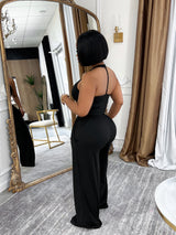 Halter Crop Top & Wide Leg Pants Set