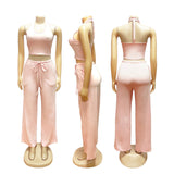 Halter Crop Top & Wide Leg Pants Set