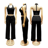 Halter Crop Top & Wide Leg Pants Set