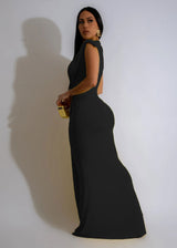 Plunge Draped Maxi Evening Dress