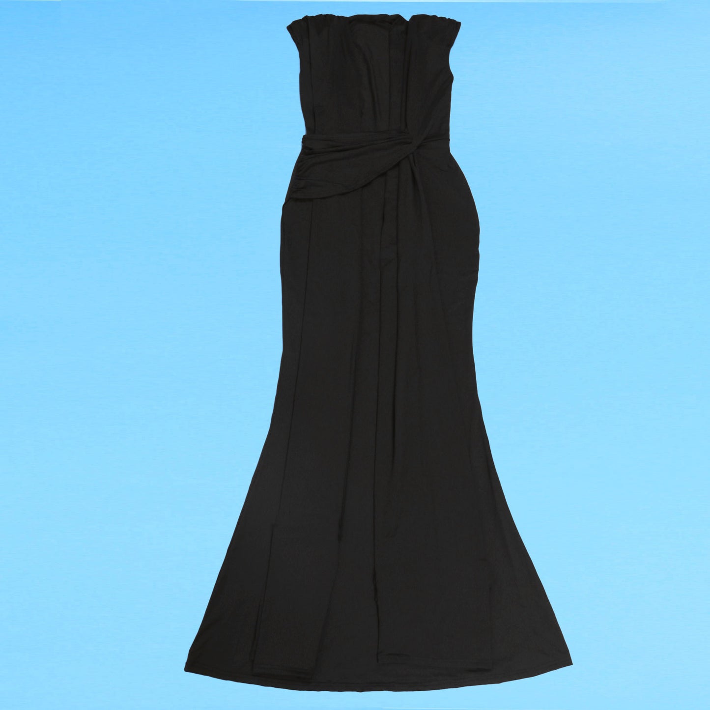 Plunge Draped Maxi Evening Dress