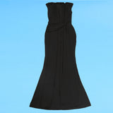 Plunge Draped Maxi Evening Dress