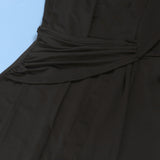 Plunge Draped Maxi Evening Dress