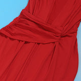 Plunge Draped Maxi Evening Dress