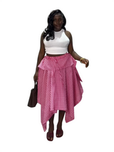 Gingham High Low Ruffle Skirt