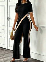 Ribbed Tee & Wide Leg Pants Set