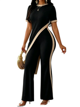 Ribbed Tee & Wide Leg Pants Set