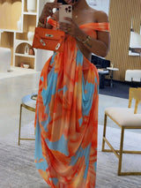 Tie Dye Cut Out Draped Midi Dress