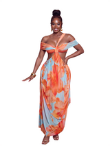 Tie Dye Cut Out Draped Midi Dress