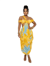 Tie Dye Cut Out Draped Midi Dress
