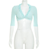 Women's Ruffle Trim Crop Top