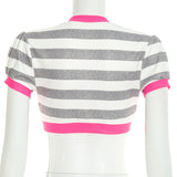 Women's Striped Halter Crop Top