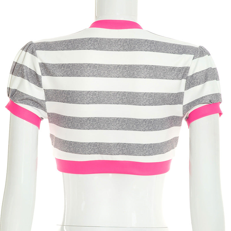 Women's Striped Halter Crop Top
