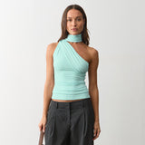 Women's One Shoulder Halter Top