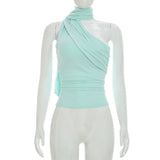 Women's One Shoulder Halter Top