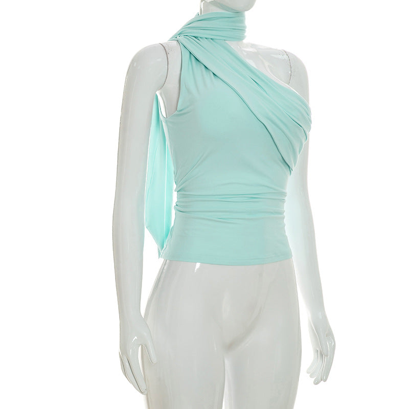 Women's One Shoulder Halter Top