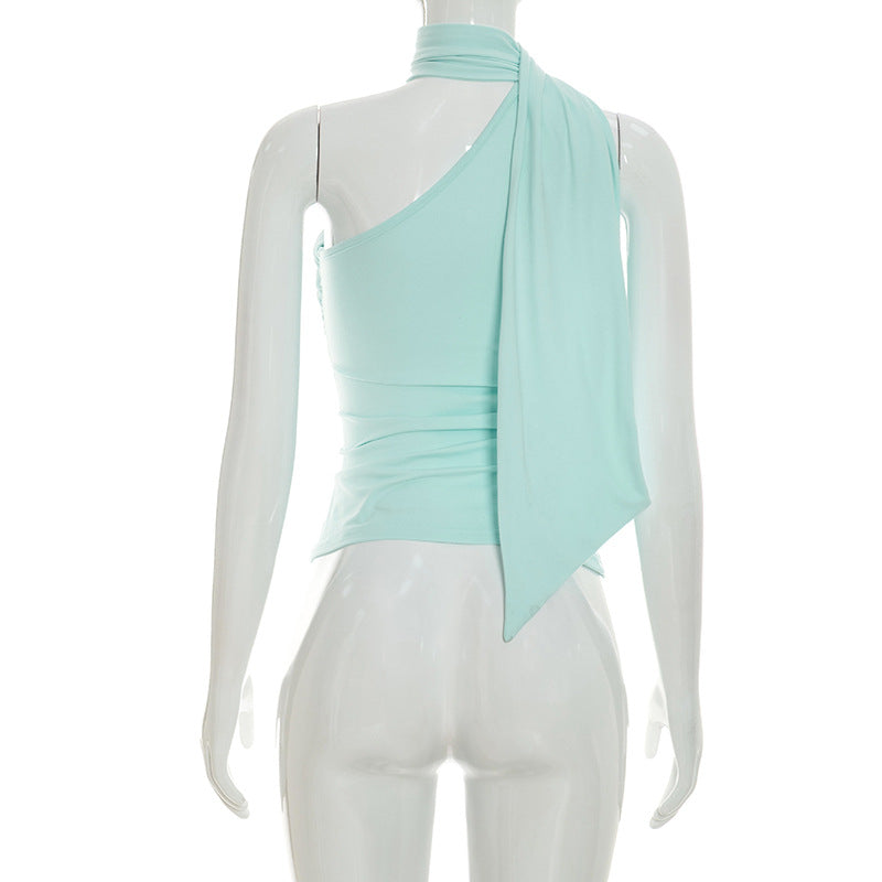 Women's One Shoulder Halter Top