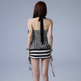 Women's Striped Halter Mini Dress