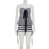 Women's Striped Halter Mini Dress
