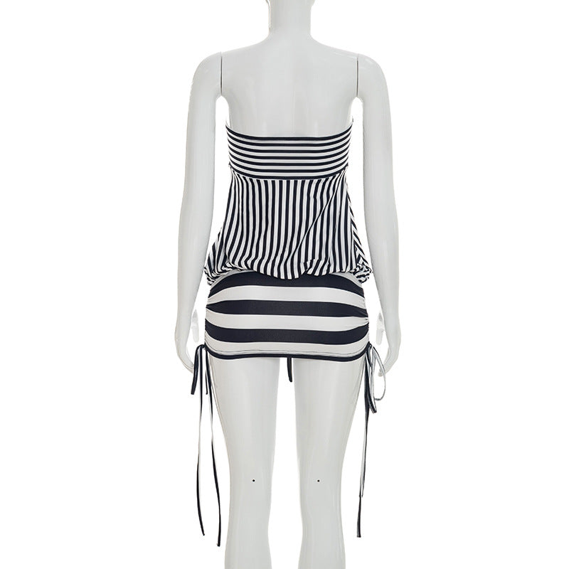 Women's Striped Halter Mini Dress