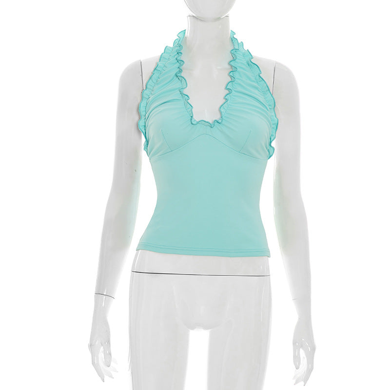 Women's Ruffle Halter Tank Top