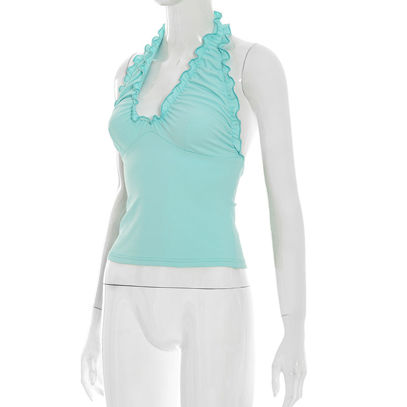 Women's Ruffle Halter Tank Top