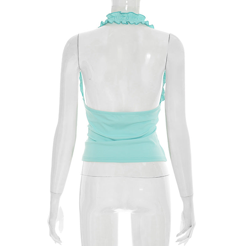 Women's Ruffle Halter Tank Top