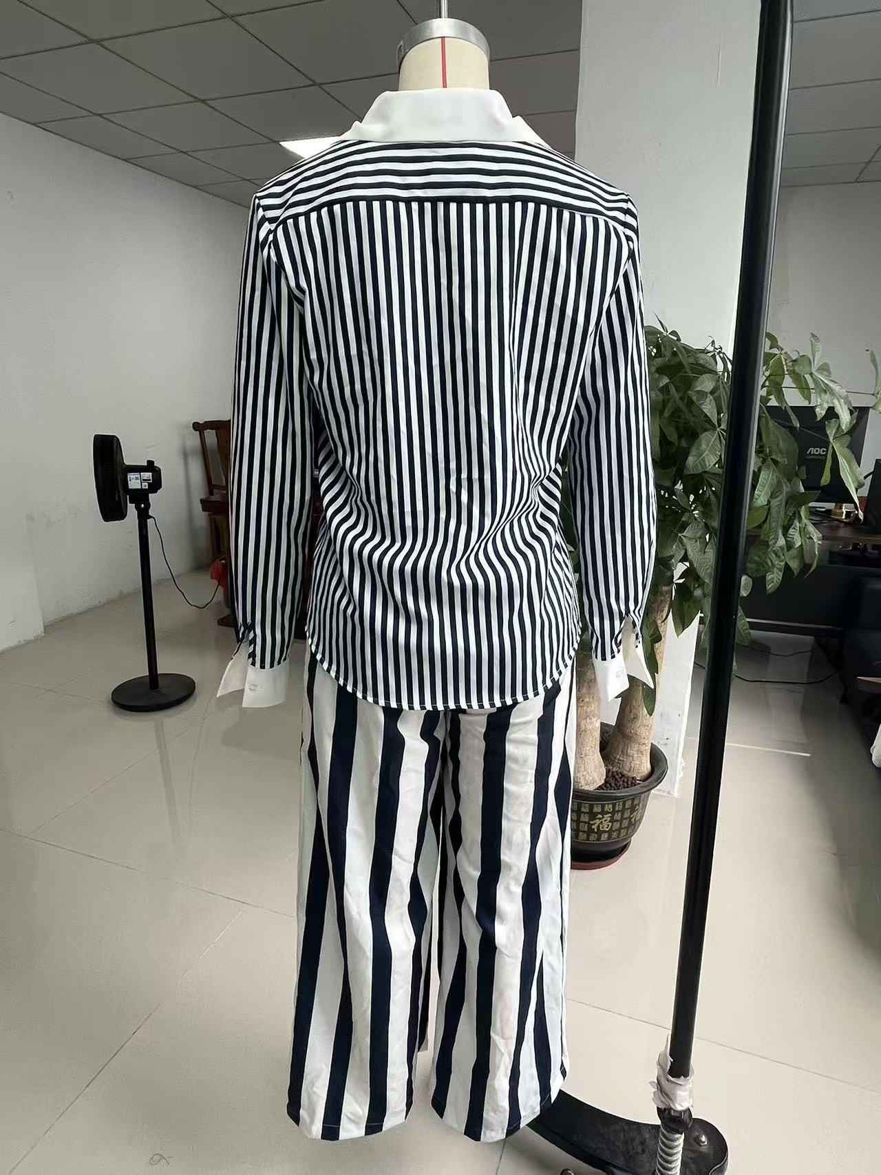 Women's Striped Shirt & Pants Set