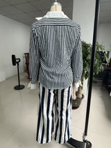 Women's Striped Shirt & Pants Set