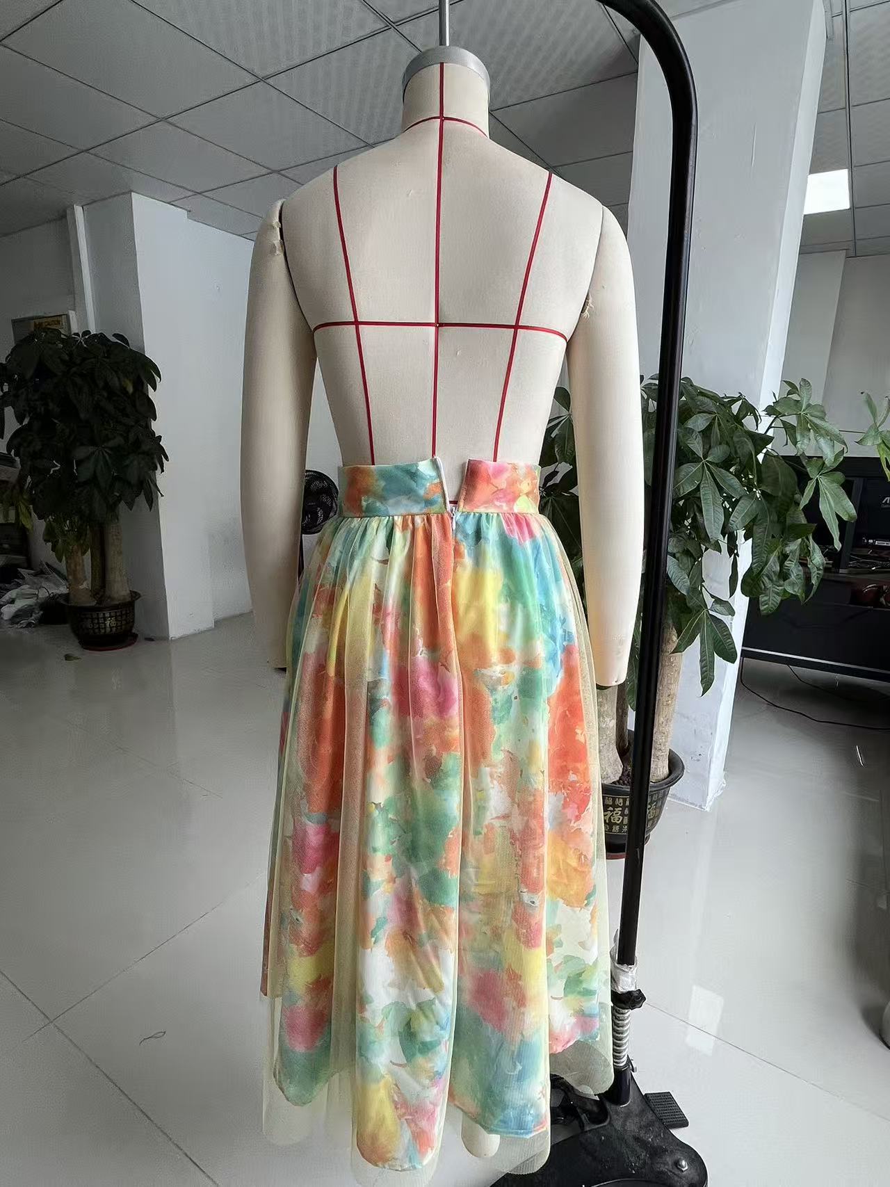 Women's Floral Pleated Maxi Skirt